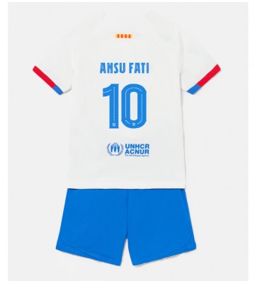 Barcelona Ansu Fati #10 Bortedraktsett Barn 2023-24 Kortermet (+ Korte bukser)